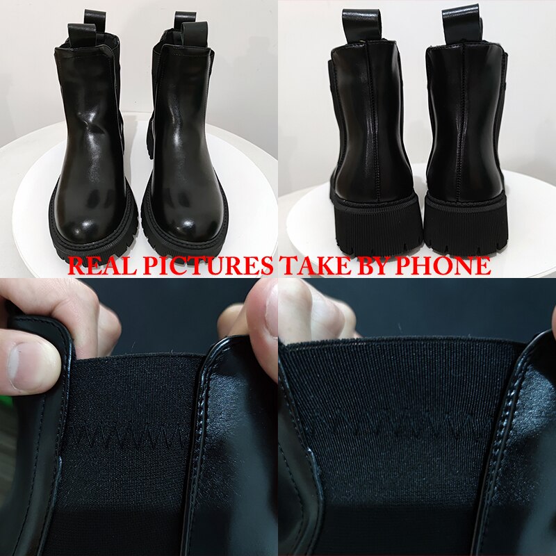 Harajuku Style Women's Waterproof Chelsea Boots - Thick Sole Ankle Booties