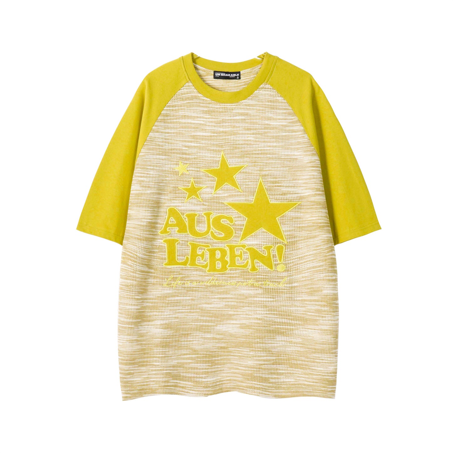 Letter Embroidery Splicing Waffle T-Shirt