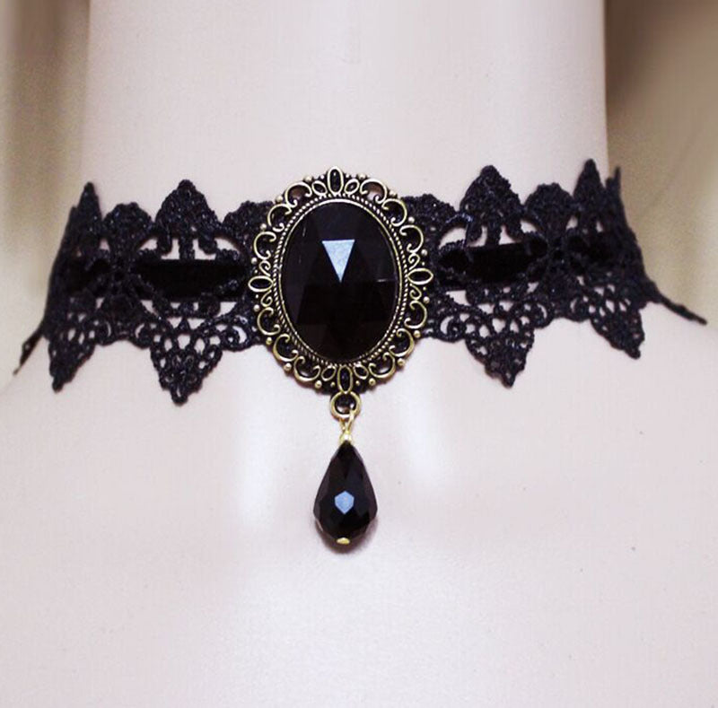 Gothic Retro Punk Black Lace Necklace for Harajuku Style
