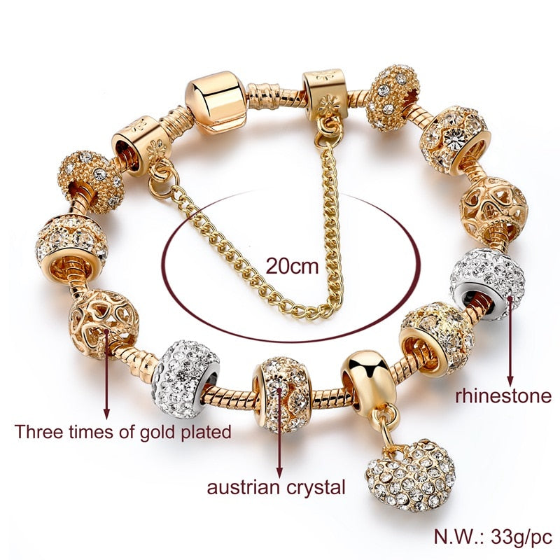 Trendy Gold Heart Charm Bracelets for Women