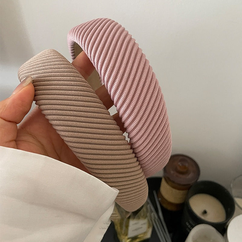 Diagonal Striped Wide-Brimmed Sponge Headband