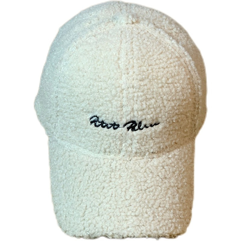 Playful Lamb Hair Baseball Cap for Winter Fashion