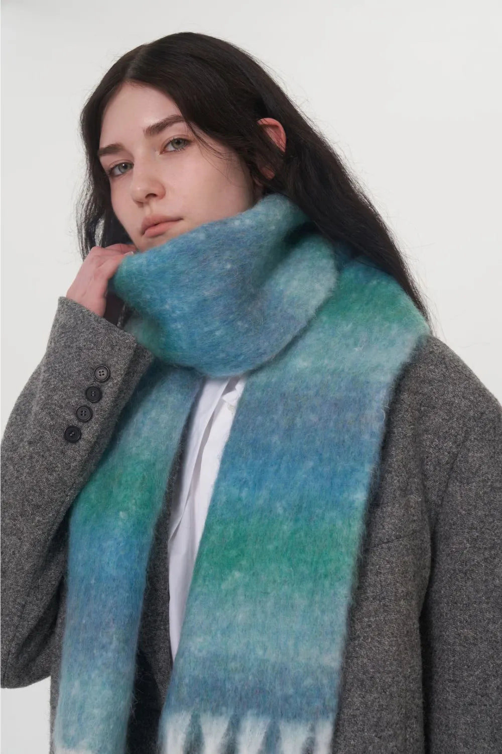 Fringe Gradient Thermal Scarf - Harajuku Style