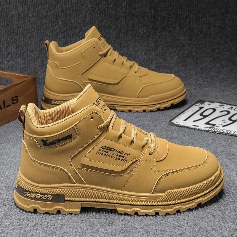 Versatile High Top Leather Men's Boots - Harajuku Style