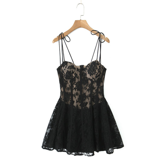 Lace Patchwork Camisole Skirt