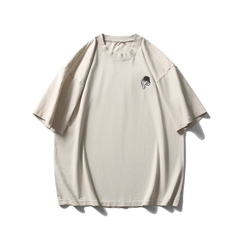 Worn-In Letter Print Loose Short Sleeve Shirt