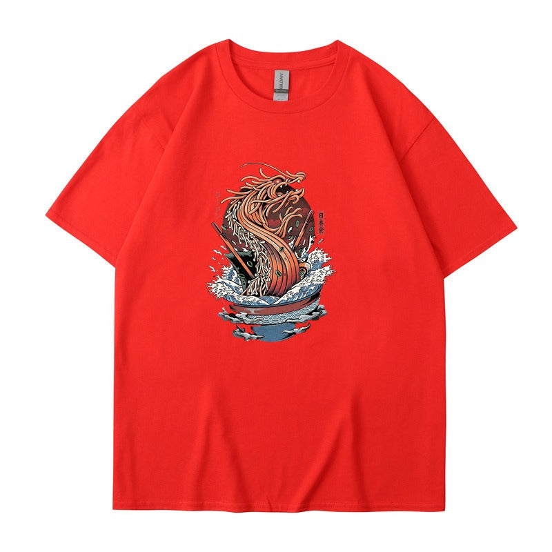 Harajuku Style Retro Round Neck Short Sleeved Top