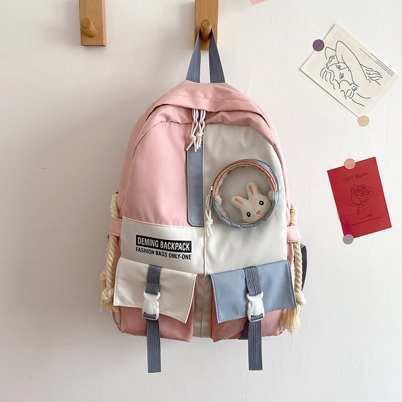 Chic Harajuku Style Color Matching Backpack for Girls