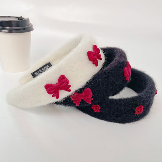 Korean Cute Flower Plaid Plush Hair Hoop