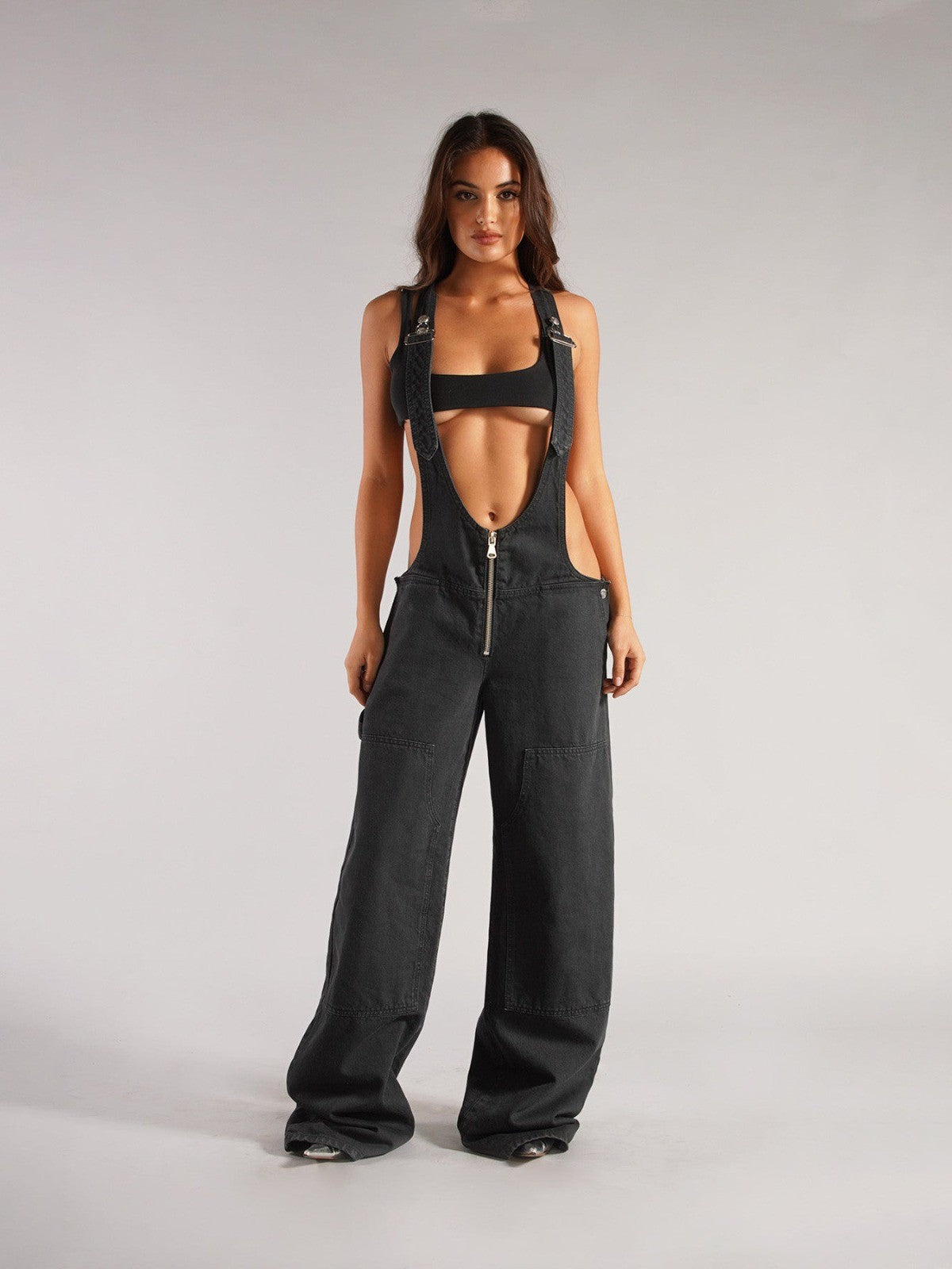 Harajuku Style Zipper Denim Overalls for Women