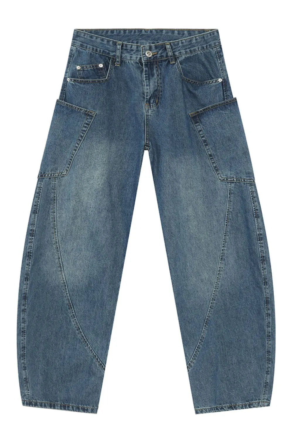 Harajuku Style Mid Rise Waist Jeans with Pockets