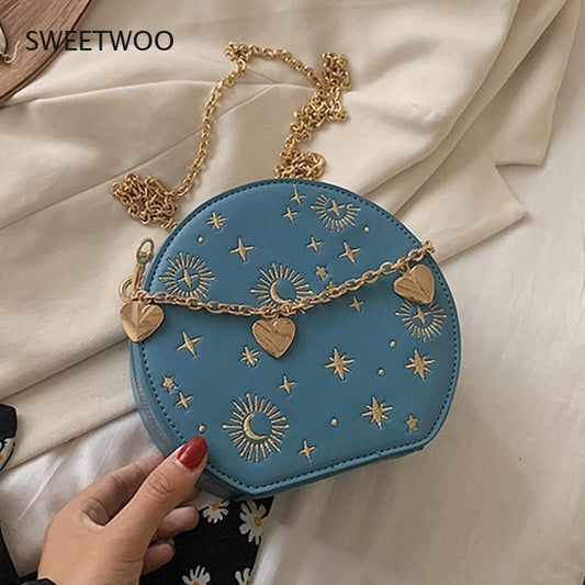 Harajuku Style Starry Sky Round Crossbody Bag