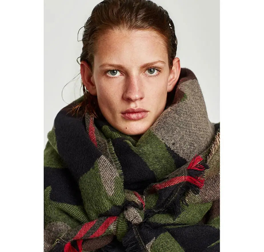 Harajuku Style Cashmere Camo Scarf - Cozy Winter Wrap