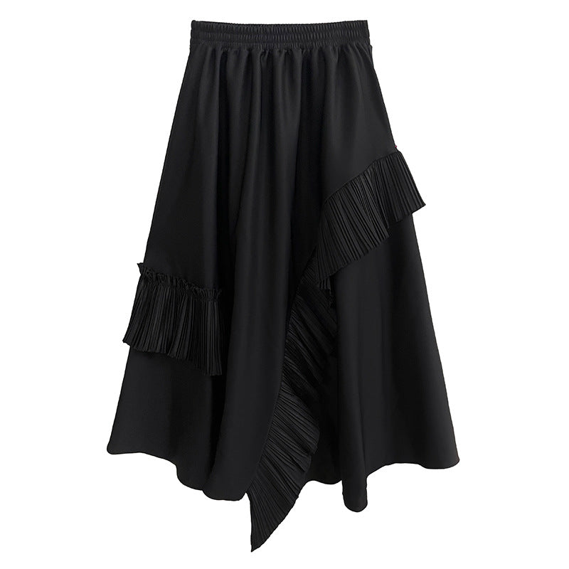 Harajuku-Inspired Folded Midi Skirt for Women