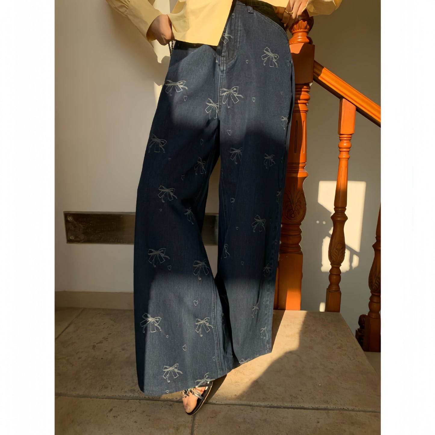 Retro High Waisted Straight Leg Jeans for Women