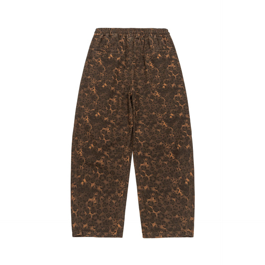 Casual Leopard Print Camouflage Curved Leg Pants for Men