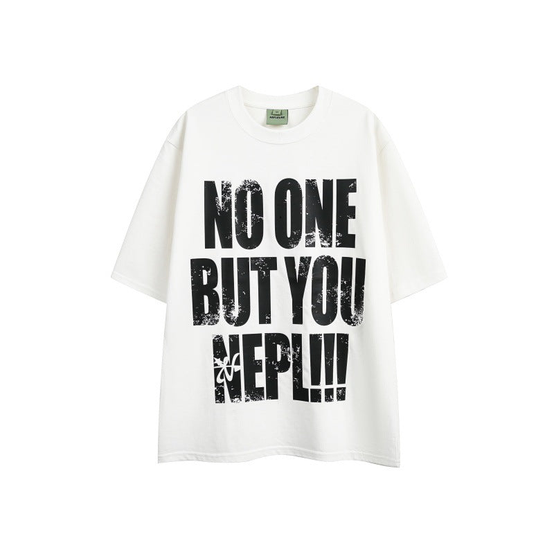 Harajuku-Inspired Distressed Letter Print T-Shirt