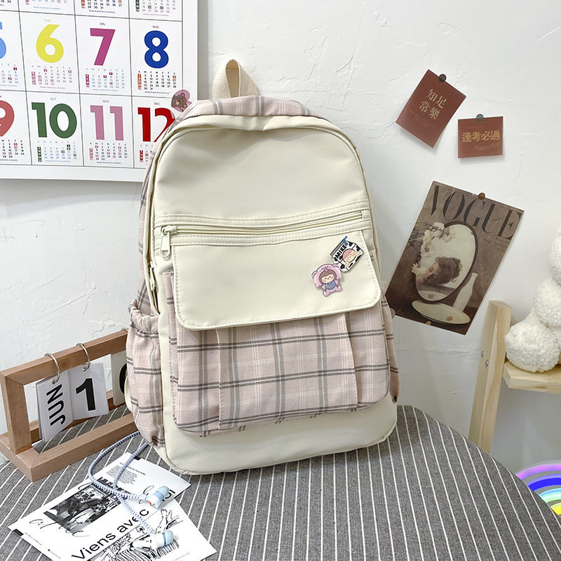 Playful Plaid Postman Schoolbag for High School Students