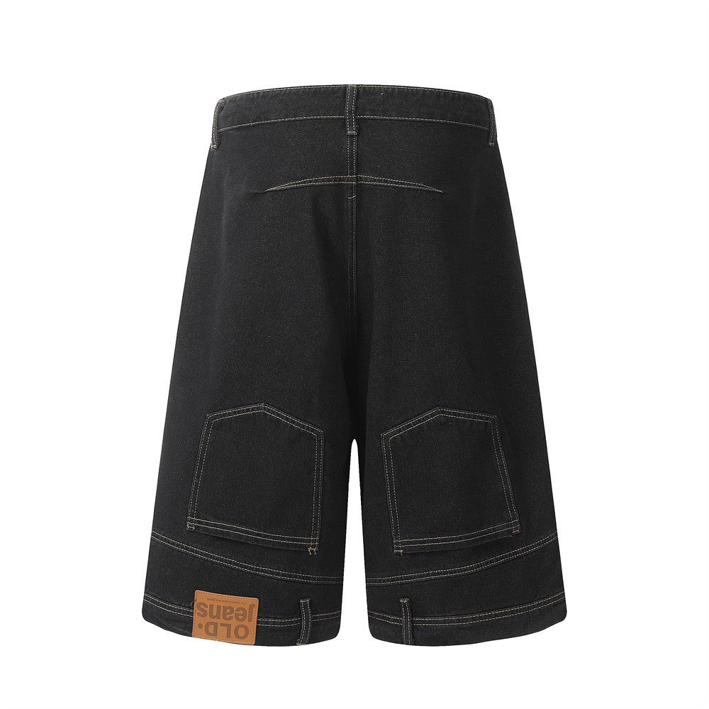 Harajuku Style Mid-Length Denim Shorts for Men