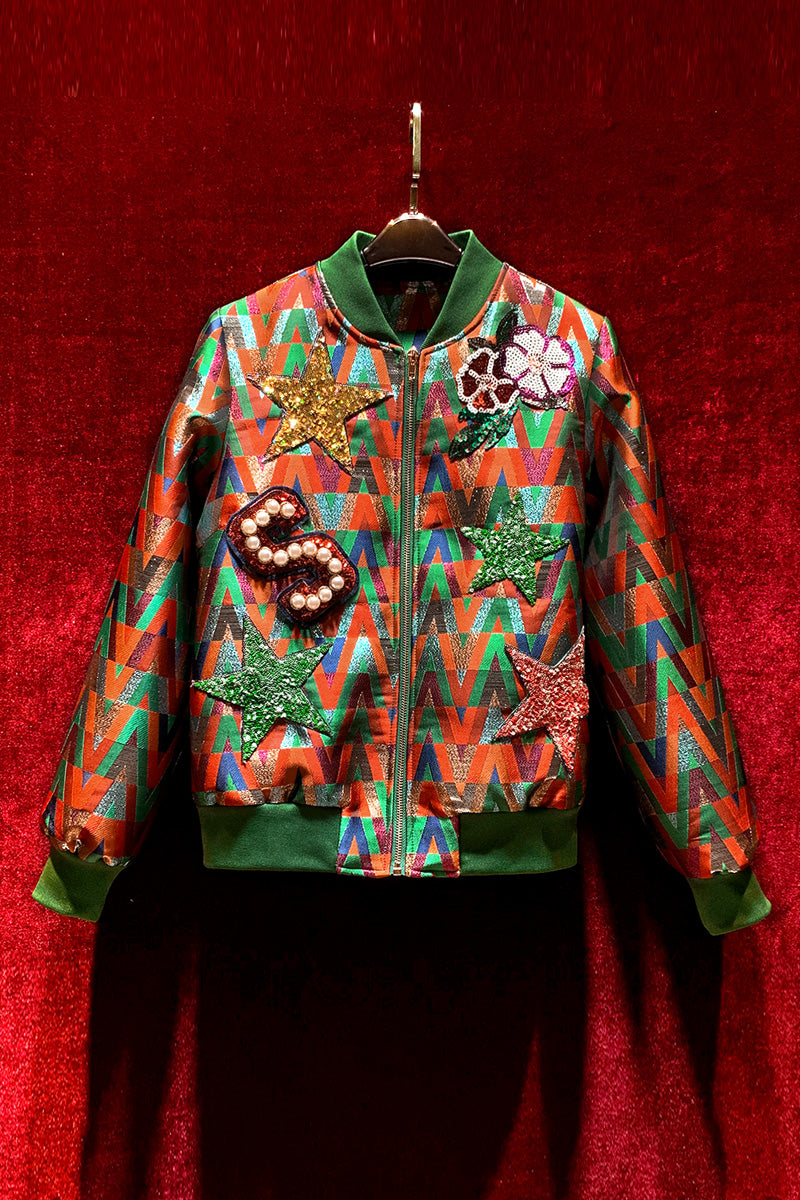 Harajuku Style Slim Jacket with Diamond Embroidery