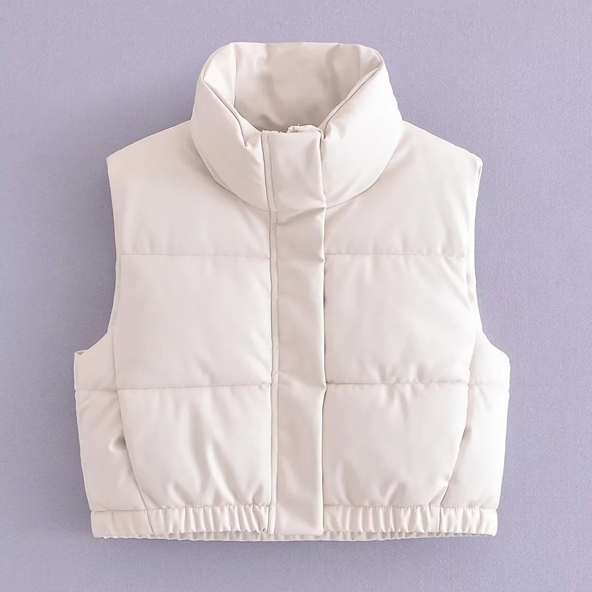 Playful PU Leather Stand-Up Collar Vest for Women