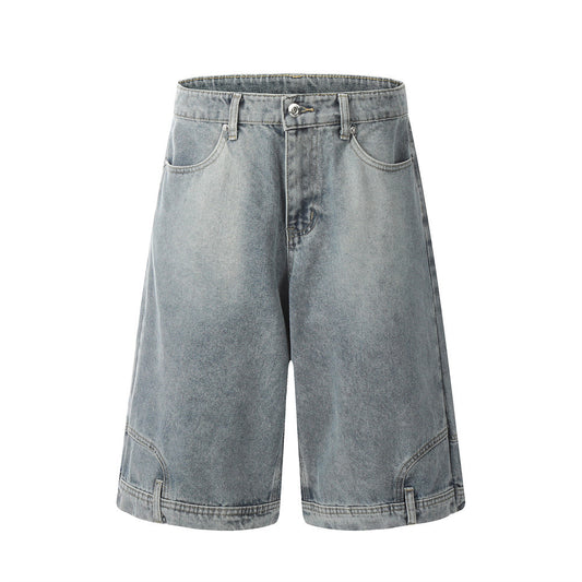 Harajuku Style Mid-Length Denim Shorts for Men