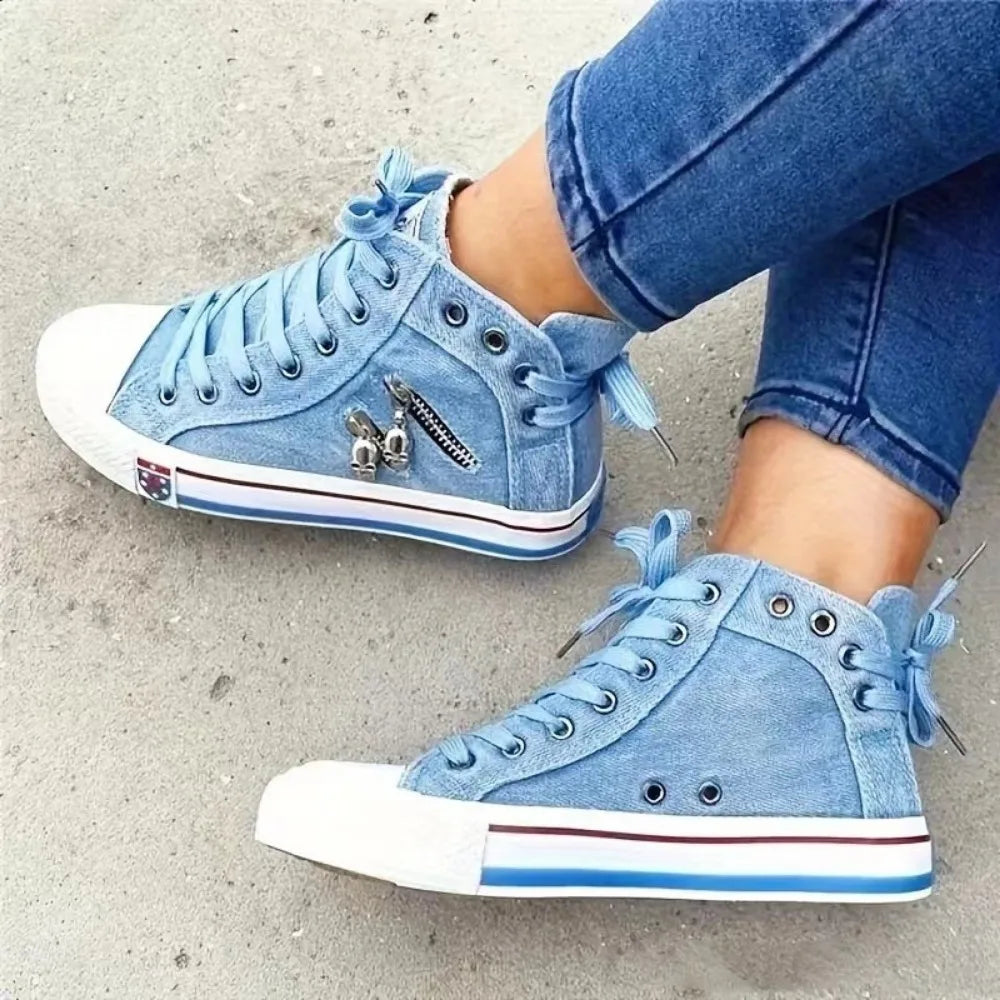 Harajuku High Top Lace-Up Denim Shoes