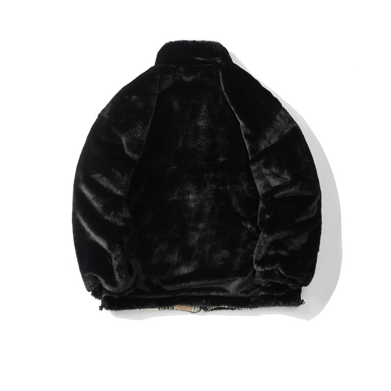 Reversible Imitation Rabbit Plush Coat - Harajuku Style