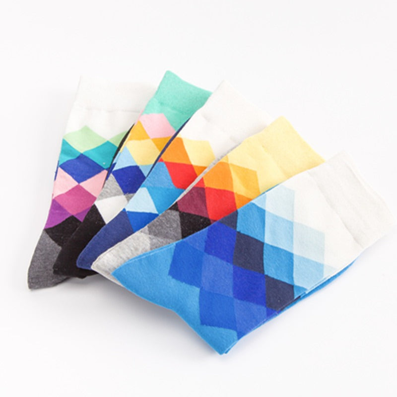 Colorful Diamond Harajuku Style Men's Tube Socks