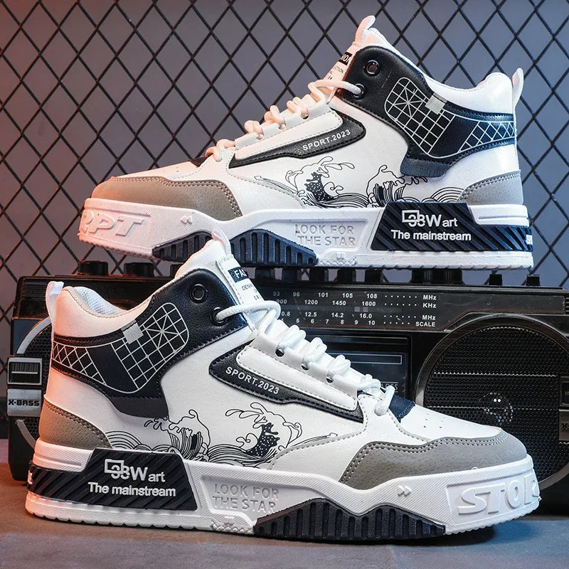 Height Increasing High-Top Whiteboard Shoes