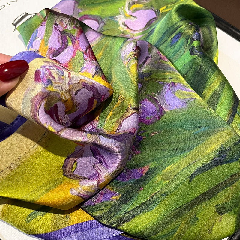 Purple Tulip Silk Scarf - Playful Harajuku Style