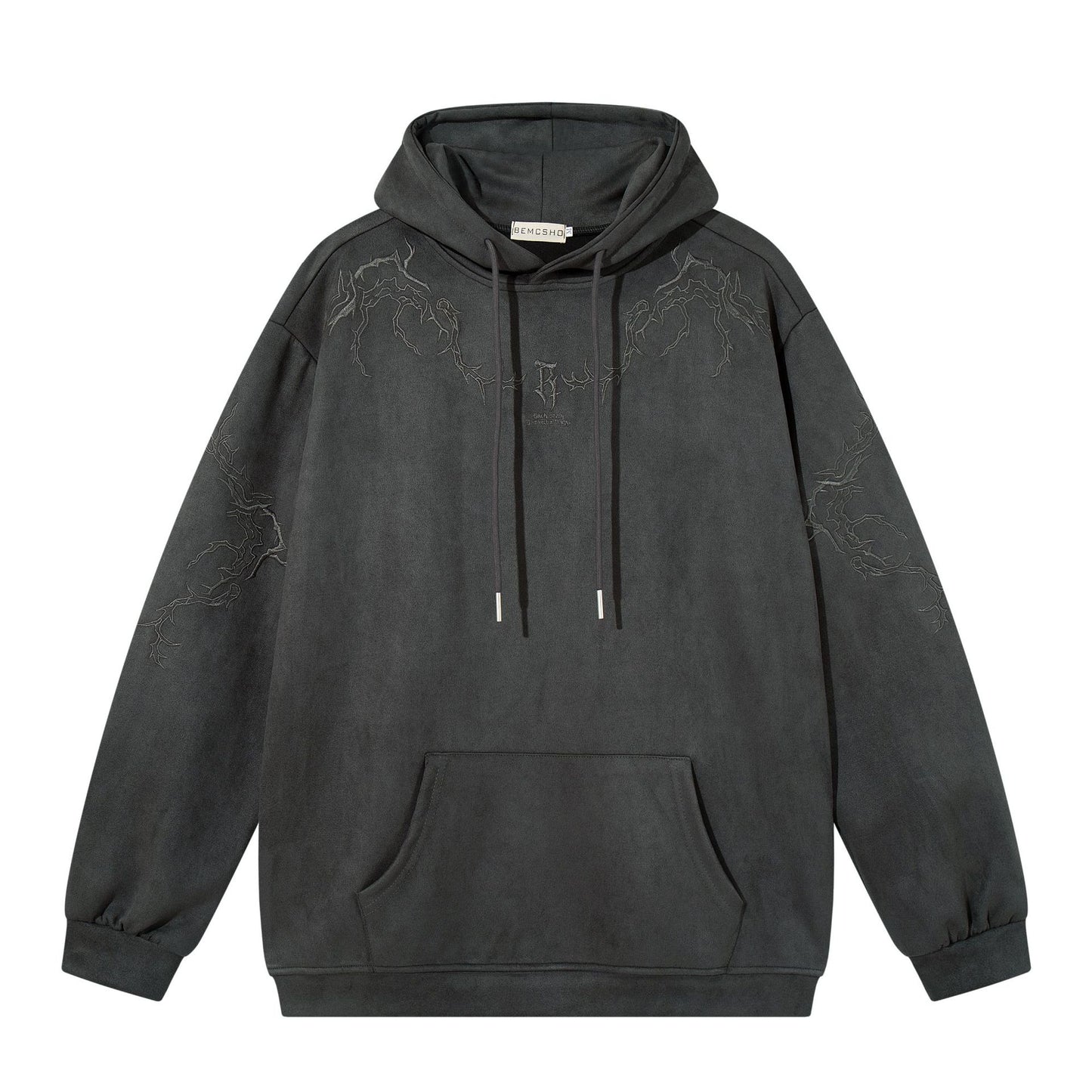 Thorn Embroidered Suede Hoodie