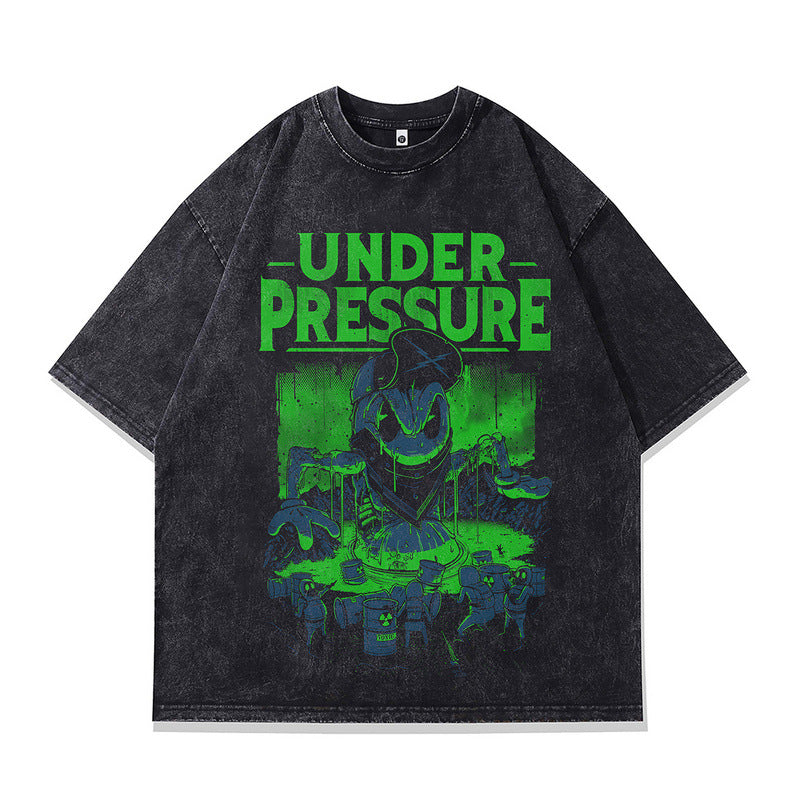 Oversize Distressed Cotton T-Shirt with Skull Design