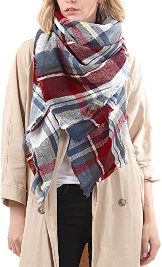 Harajuku Style Red & Black Plaid Scarf for Women