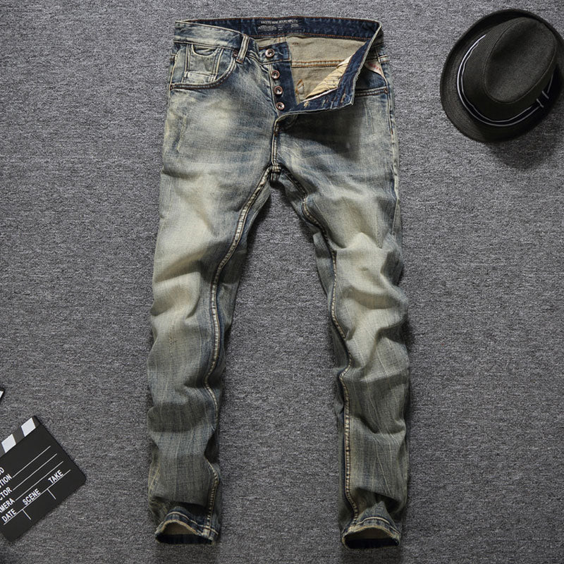 Vintage Italian Slim Fit Jeans - Harajuku Style
