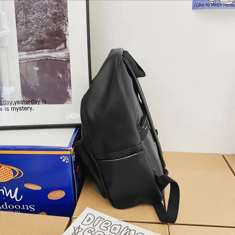 Harajuku PU Leather Zip Backpack
