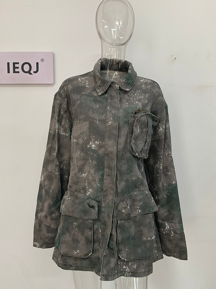Playful Camouflage Zipper Pocket Jacket for Women