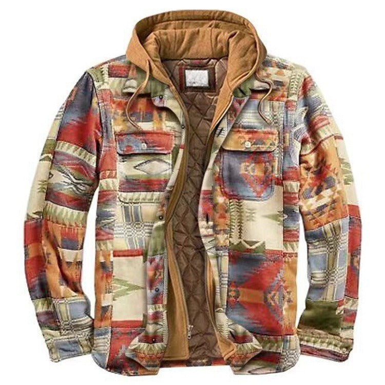 Men's Harajuku Plaid Jacket - Cotton 3D Printed Coat