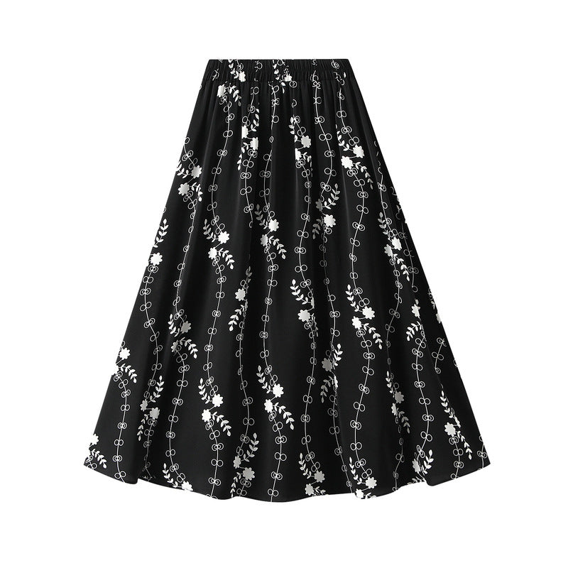 Harajuku Style A-Line Midi Skirt - Summer Printed High Waist