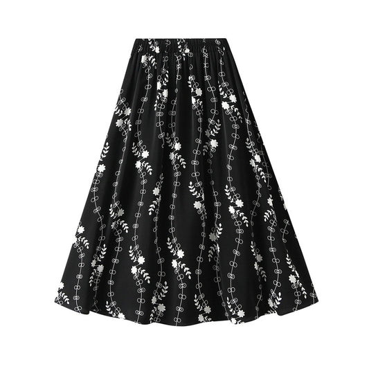 Harajuku Style A-Line Midi Skirt - Summer Printed High Waist