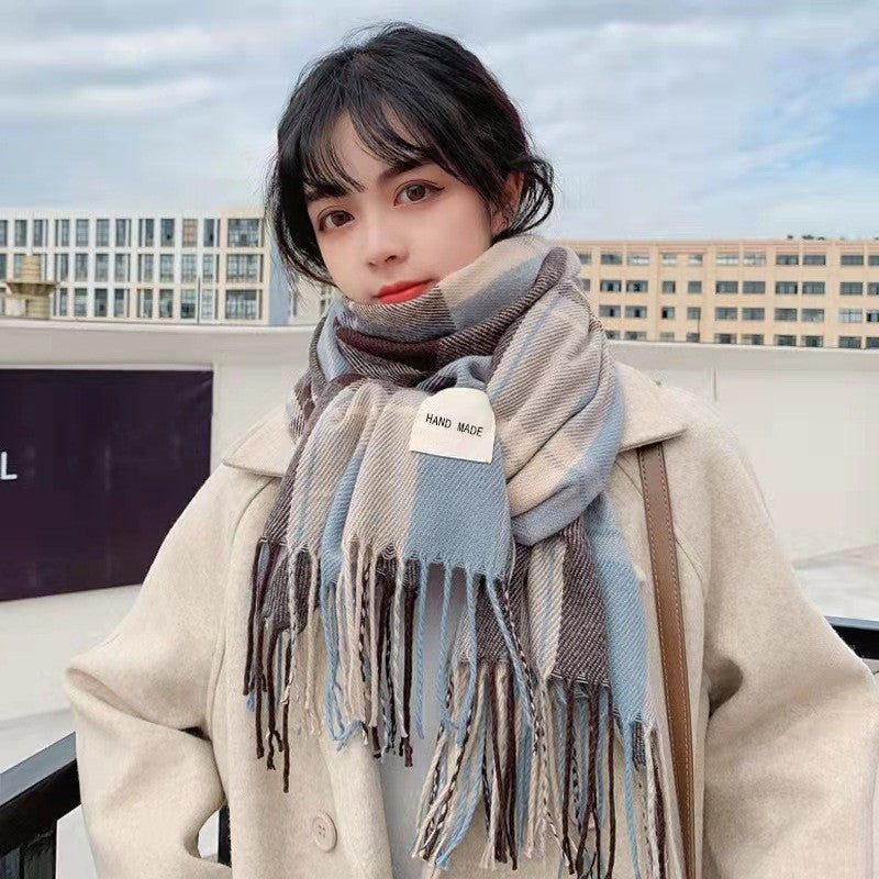 Harajuku Style Plaid Scarf - Warm & Cozy for Couples