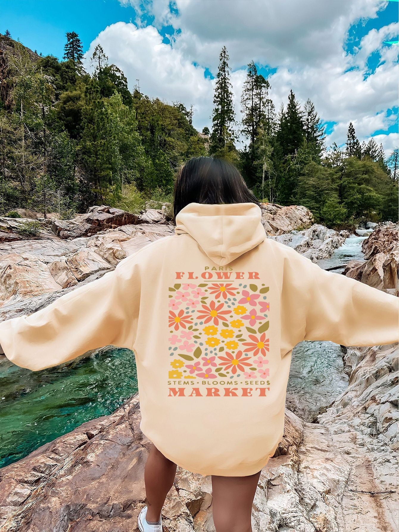 Playful Floral Oversized Hoodie