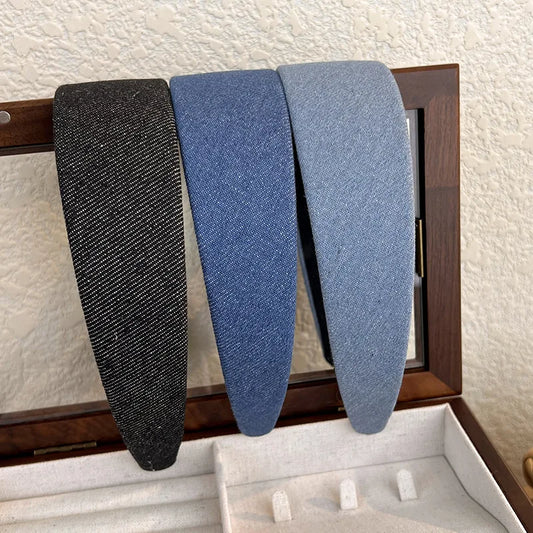 Retro Wide Edge Denim Headband for Women