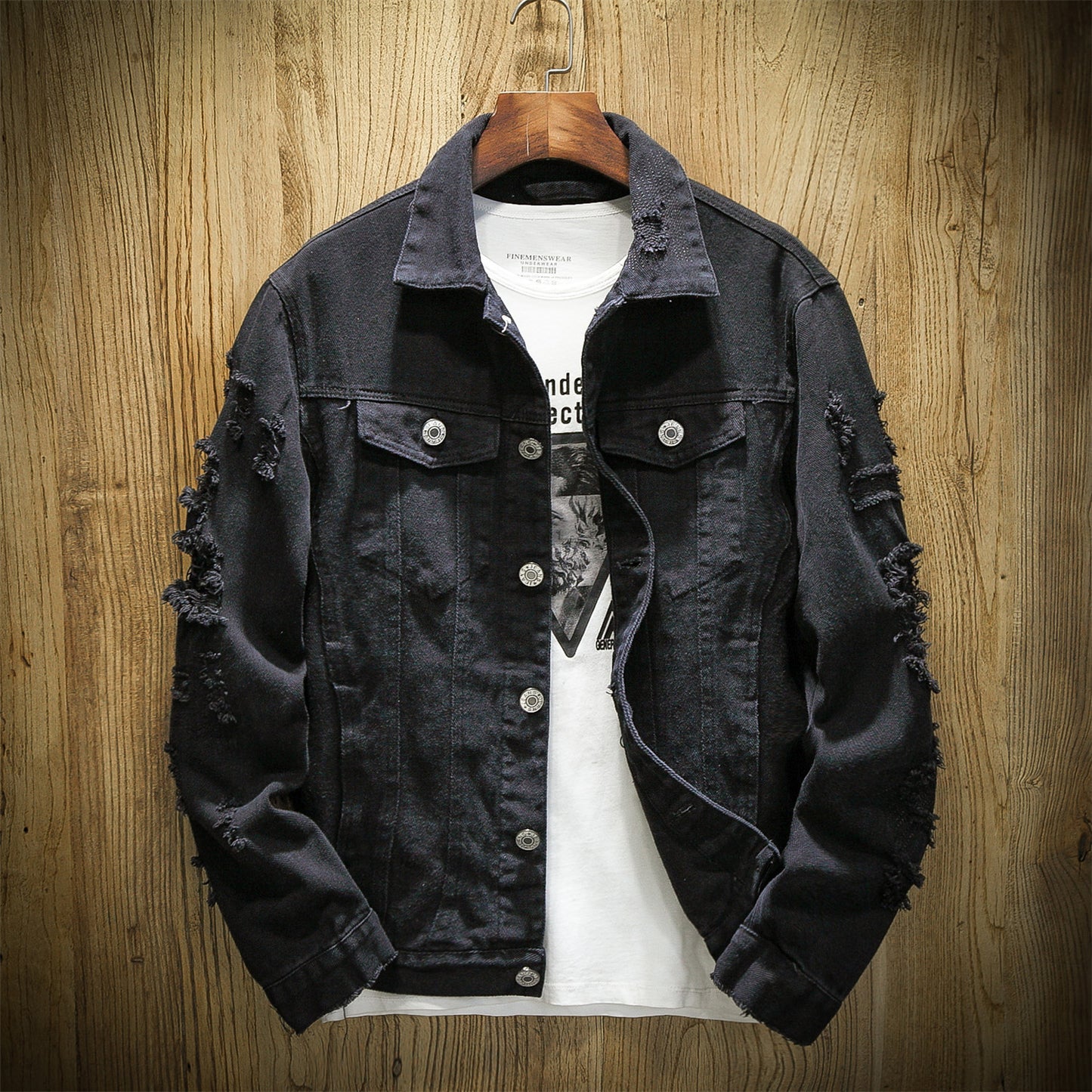 Harajuku Style Men's Denim Jacket - Casual Single Breasted Cardigan