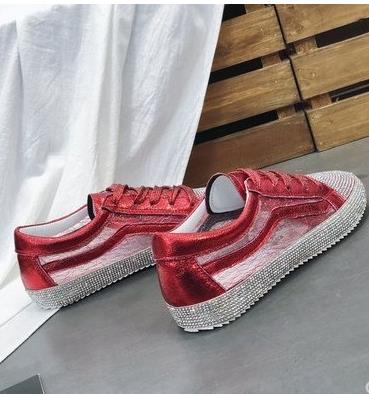 Harajuku Style Women’s Sneakers - Golden Silver Bling Flats