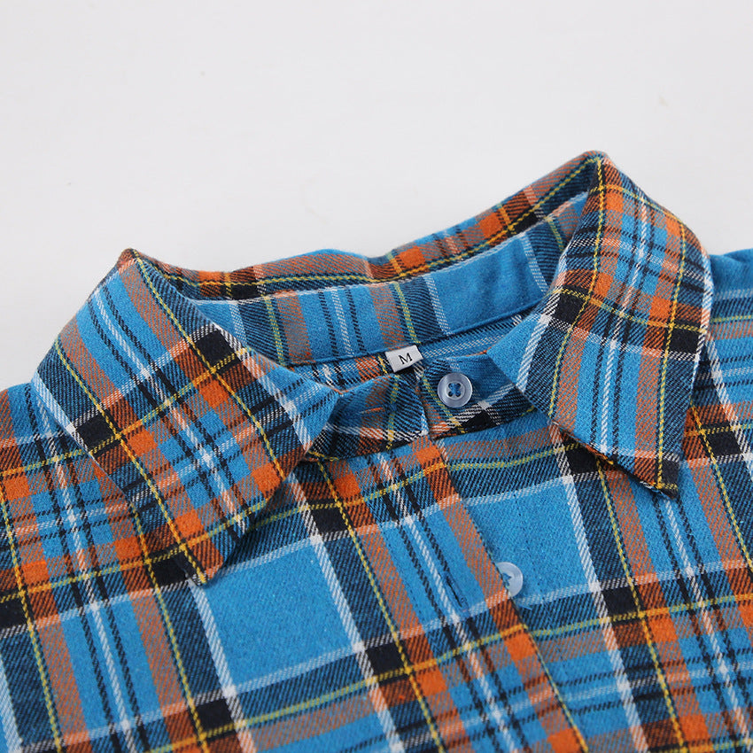 Retro Plaid Long Sleeve Shirt for Harajuku Style