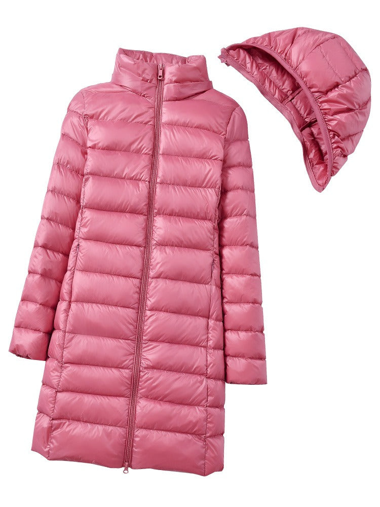 Harajuku-Style Women's Oversized Mid-Length Down Jacket