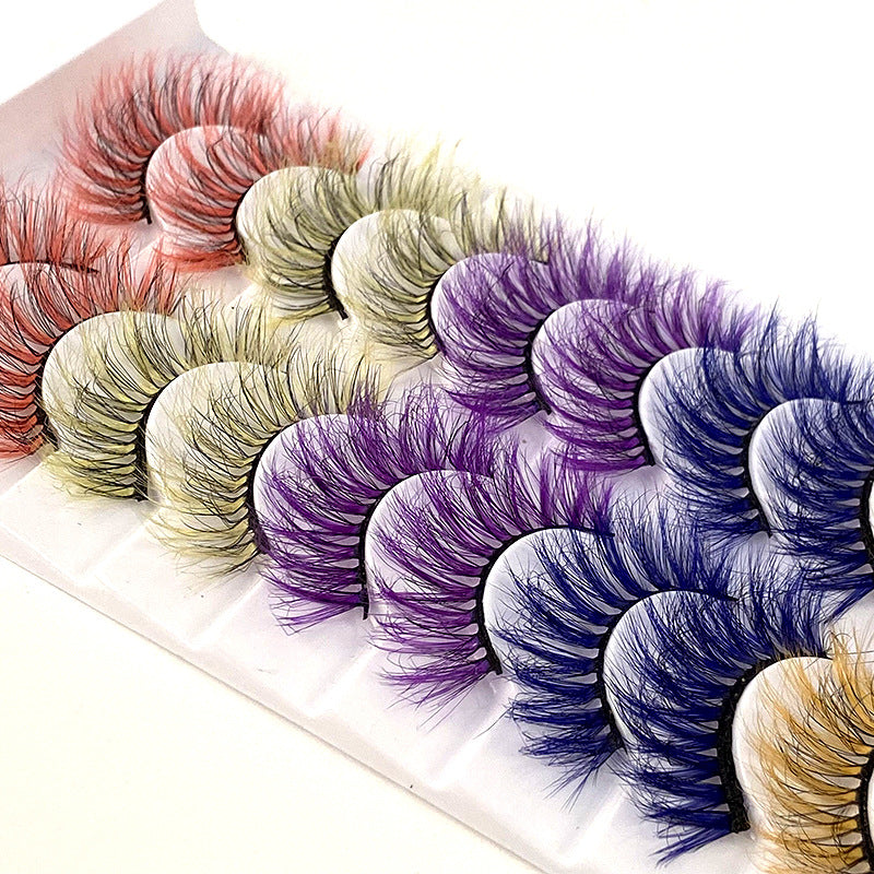 10 Pairs of 8D Fluffy Color Mink Hair Multilayer False Eyelashes