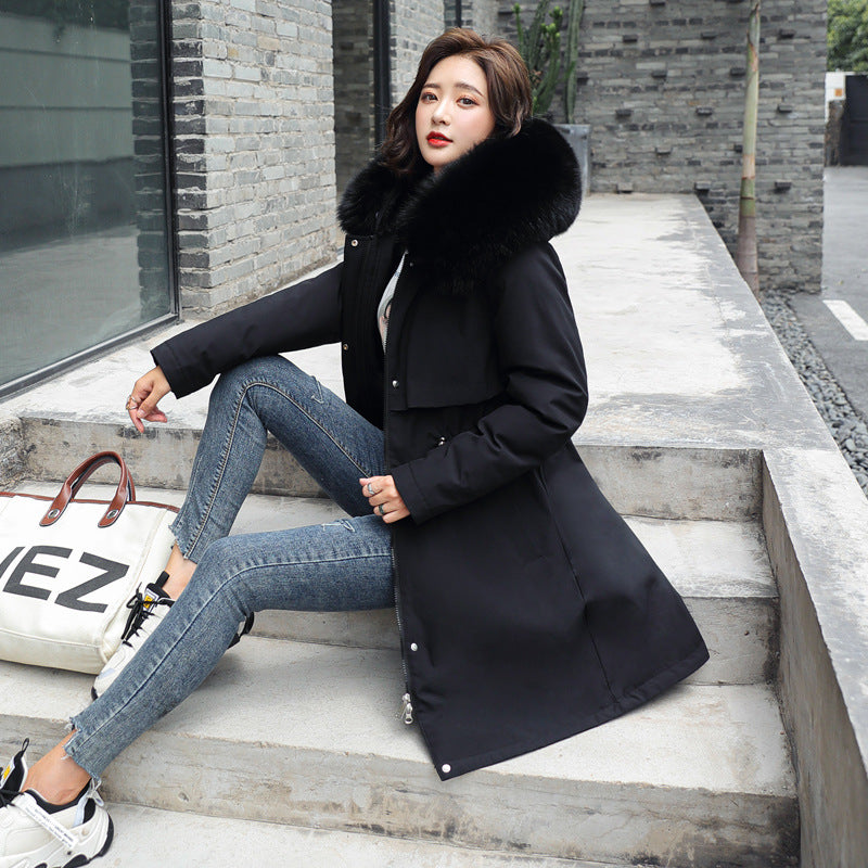 Korean Harajuku Big Fur Collar Fleece Jacket for Women