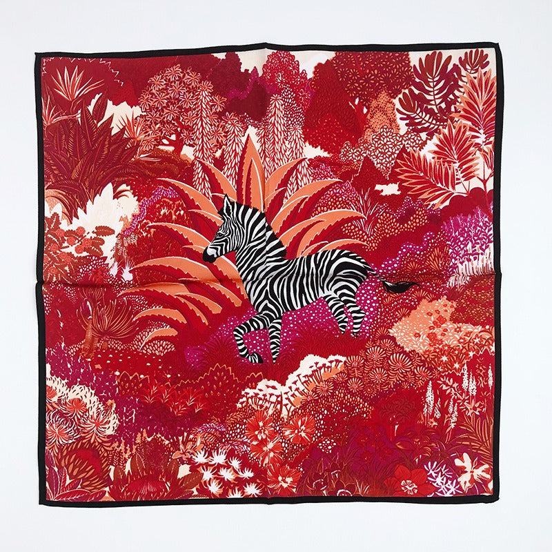 Colorful Floral Striped Zebra Mulberry Silk Scarf